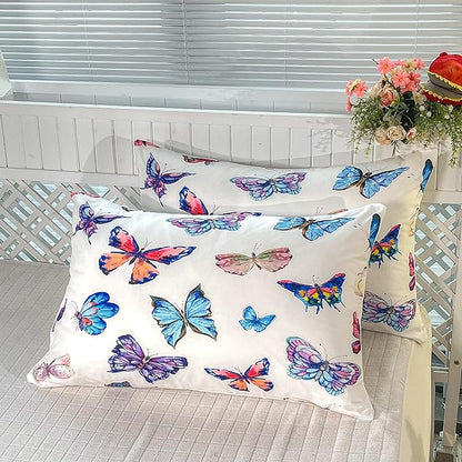 CVHOUSE Butterfly Bedding Set,Butterfly Comforter Twin,Butterfly Comforter Set for Girls Kids Teens,Butterflies Quilt Set with 1 Comforter and 2 Pillow Cases
