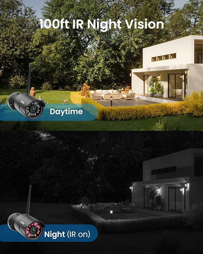 ZOSI Wireless Home Security Camera System Outdoor, 2K 3MP H.265+ 8 Channel CCTV NVR with 1TB HDD for 24/7 Record, 4 x 3MP WiFi IP Camera, Plug-in, Color Night Vision, Spotlight, Remote Access
