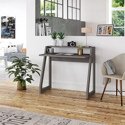 Computer Desk for Bedroom, Office & Small Spaces - Writing Desk Ideal for Students, Kids, Adults - Modern Design Compact Desk with Display Shelf