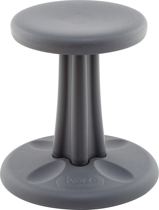 Kore Kids Wobble Chair - Flexible Seating Stool for Classroom & Elementary School, ADD/ADHD - Made in The USA - Age 6-7, Grade 1-2, Grey (14in)