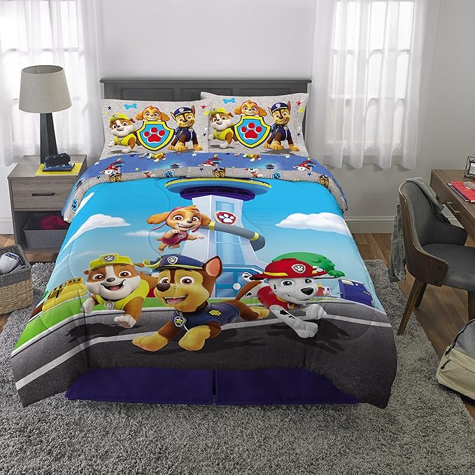 Franco Paw Patrol Kids Bedding Super Soft Comforter And Sheet Set, 5 Piece Full Size, (Official) Nickelodeon, 39 x 75 Inch
