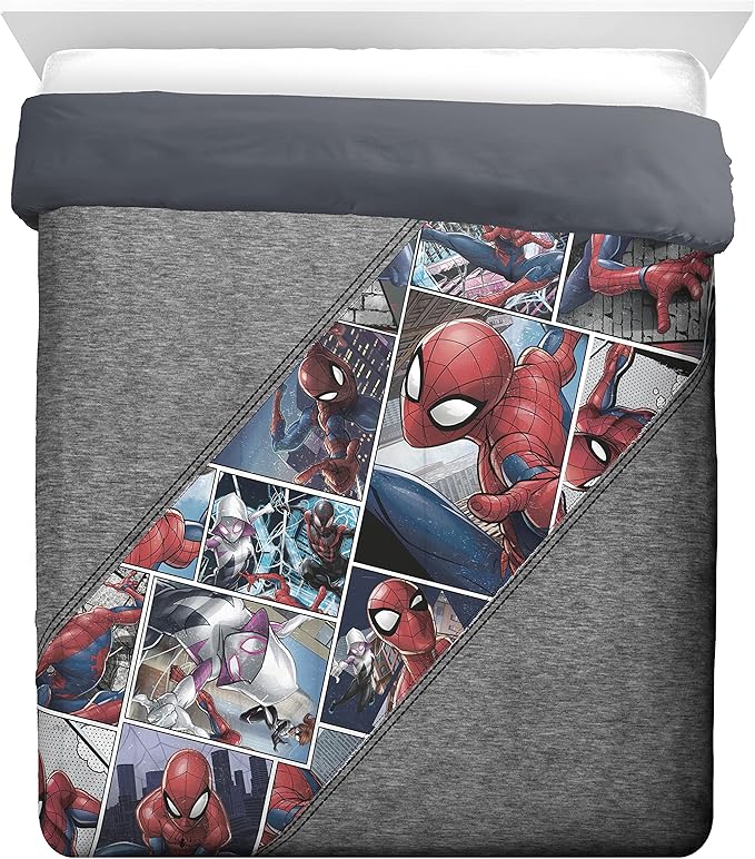 Jay Franco Marvel Spiderman Grunge Queen Comforter & Sham Set - Super Soft Kids Bedding - Fade Resistant Microfiber (Official Marvel Product)