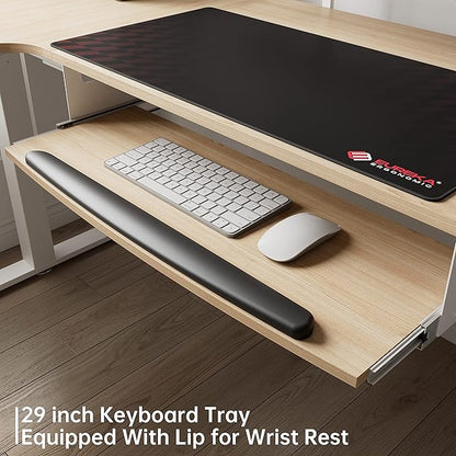 EUREKA ERGONOMIC Standing Desk Adjustable Height 61" Electric Sit Stand Computer Desk L Shaped with Keyboard Tray,Monitor Stand &LED, Dual Motor Memory Presets Sit to Desk Adjustable Desk, Left/Maple