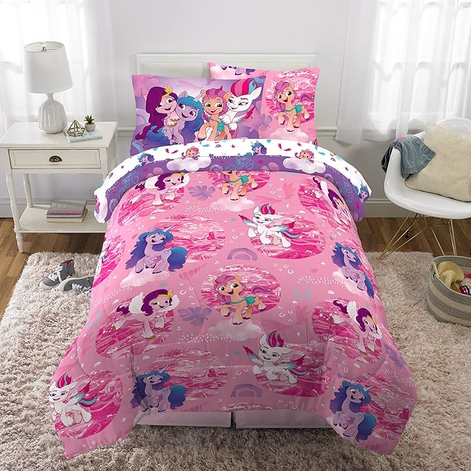 Franco Kids Bedding Super Soft Comforter and Sheet Set with Sham, 5 Piece Twin Size, My Little Pony