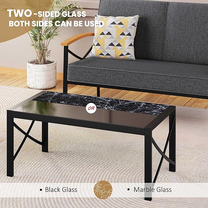 Shintenchi 5 Piece Outdoor Patio Furniture Set, Metal Sofa Conversation Set, including Loveseat, Two Single Chairs and Two Coffee Tables for Backyard, Patio, Balcony, Poolside (Dark Grey)