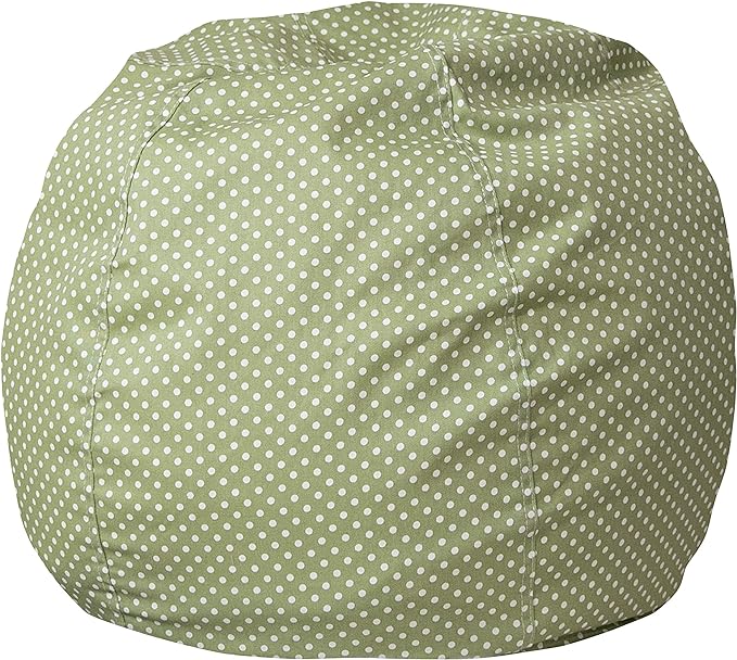 Flash Furniture Dillon Small Bean Bag Chair for Kids and Teens, Foam-Filled Beanbag Chair with Machine Washable Cover, Green Polka Dot