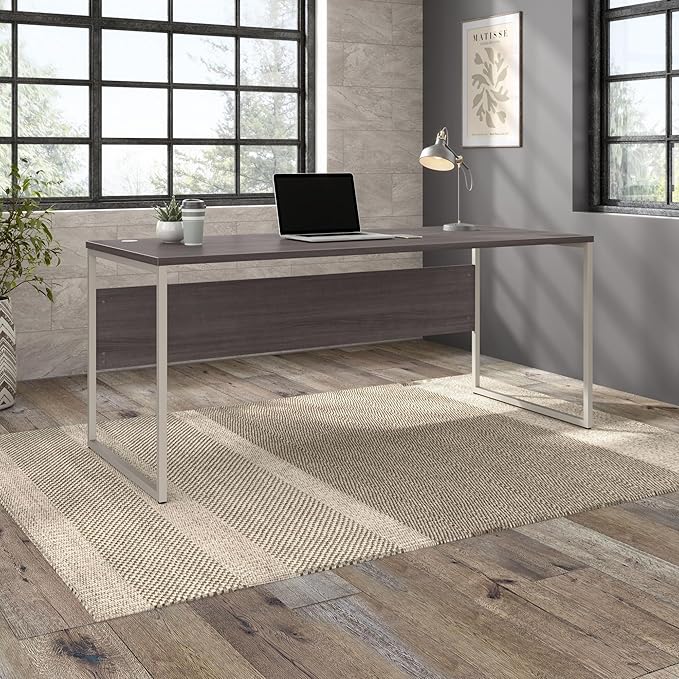 Bush Business Furniture HYD373SG Hybrid 72-Inch Computer Table Desk with Metal Legs, Storm Gray