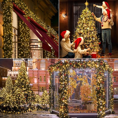 Ollny Cluster Lights Christmas 1000LED 49FT, Warm White Christmas Tree Lights 8 Modes Timer Remote, Waterproof String Lights for Outdoor Indoor Outside Garland Xmas Decorations