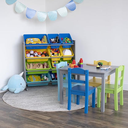 Humble Crew Toy Storage Organizer, Grey/Blue/Green/Yellow 34x11x31 inches,12x9x6 inches,16xx12x6 inches