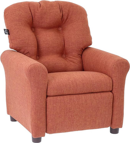 THE CREW FURNITURE Traditional Kids Recliner, Toddler Ages 1-5 Years, Home Décor Polyester Linen, Retro Orange