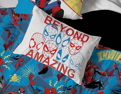 Marvel Spiderman Beyond Amazing 7 Piece Queen Size Bed Set - Includes Comforter & Sheet Set Bedding - Super Soft Fade Resistant Microfiber (Official Product)