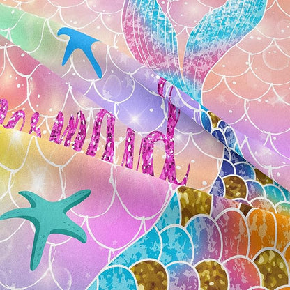 NINENINE Mermaid Tail Comforter Set Twin Size Rainbow Bedding Sets for Girls,Princess Comforter Sets for Teens Girls,Kids Fish Scales Bedding Sets with 1 Comforter 1Pillowcase