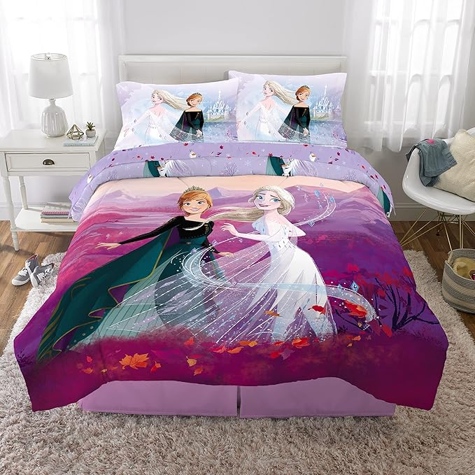 Disney Frozen 2 Kids Bedding Super Soft Comforter And Sheet Set, 5 Piece Full Size, "Official" Disney Product By Franco