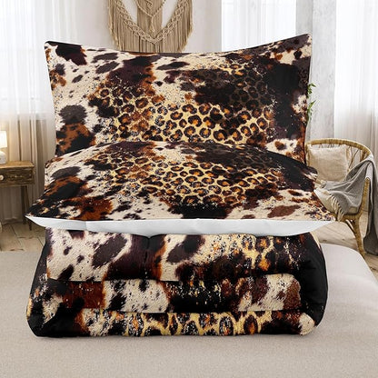 Tailor Shop Cow Print Comforter Sets for Boys Kids Teens,Leopard Comforter Set Queen Size Cow Print Bedding Sets,Leopard Print Comforter with 1 Comforter 2 Pillowcase…