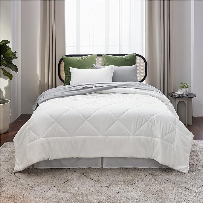 Bedsure White Twin XL Comforter Sets - 5 Pieces Reversible White Twin XL Bedding Sets with Comforters, Sheets, Pillowcase & Sham, Twin XL Bed Sets for College