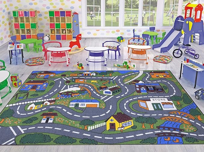 Ottomanson Jenny Children's Collection, Area Rug - 3'3" x 5', Educational Traffic
