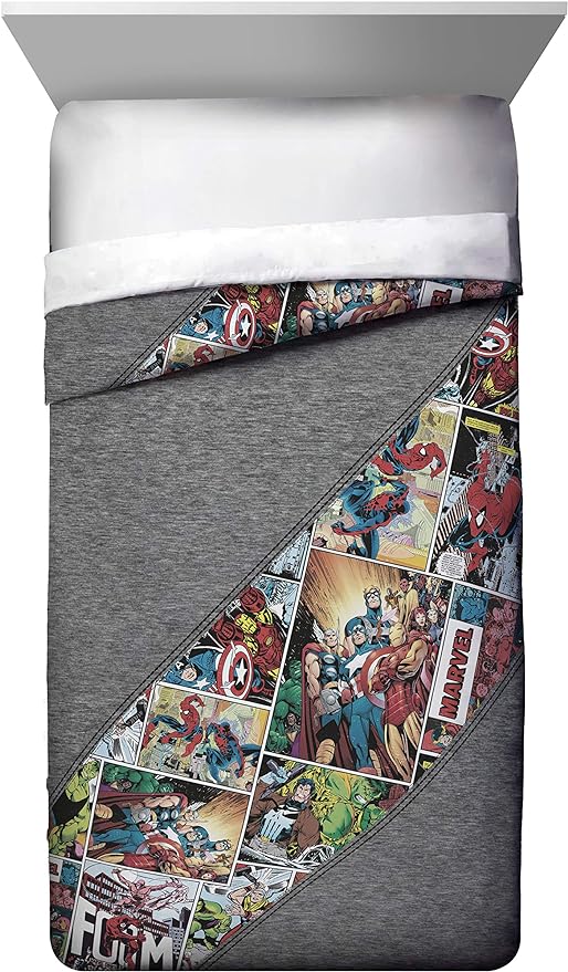 Jay Franco Marvel Comics 80th Anniversary Full/Queen Comforter & Sham Set - Super Soft Kids Reversible Bedding - Fade Resistant Microfiber (Official Marvel Product)
