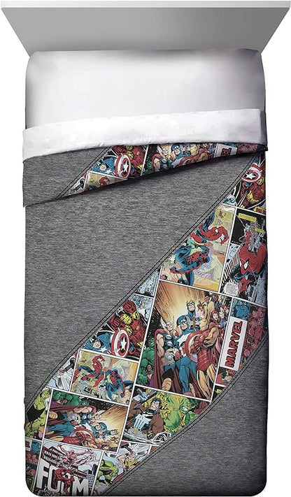 Jay Franco Marvel Comics 80th Anniversary Full/Queen Comforter & Sham Set - Super Soft Kids Reversible Bedding - Fade Resistant Microfiber (Official Marvel Product)