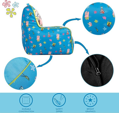 Idea Nuova Nickelodeon Spongebob Squarepants Toddler Nylon Bean Bag Chair with Piping & Top Carry Handle Large
