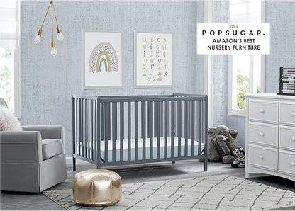 Delta Children Heartland 4-in-1 Convertible Crib - Greenguard Gold Certified, Charcoal Grey