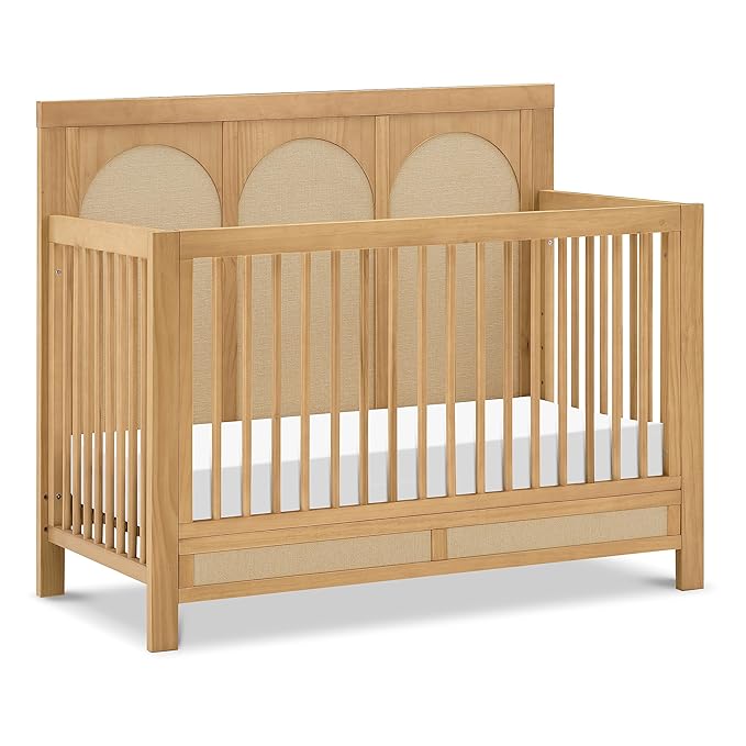 Namesake Eloise 4-in-1 Convertible Crib in Honey and Performance Sand Eco-Weave, GREENGUARD Gold Certified