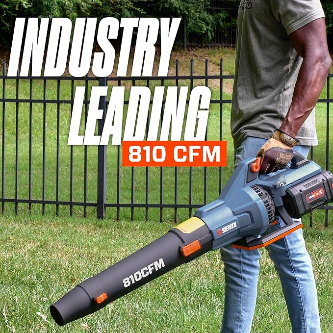 SENIX X6 60 Volt Max* Handheld Cordless Leaf Blower, Up to 810 CFM and 170 MPH, Variable Speed, Cruise Control, Lightweight, includes 4.0 Ah Battery and 3 Amp Charger (BLAX6-M1)