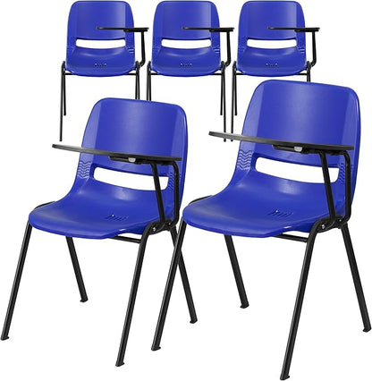 Flash Furniture HERCULES 5 Pack Blue Ergonomic Shell Chair with Left Handed Flip-Up Tablet Arm