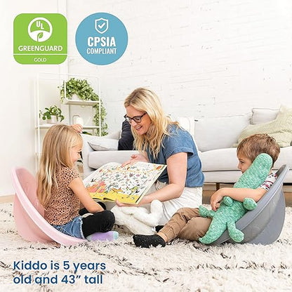 ECR4Kids Leaf Floor Seat, Rocker Chair, Pink/Grey, 6-Piece