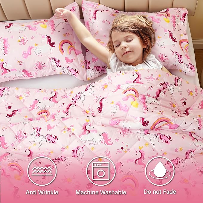 Twin Unicorn Comforters for Boys,2 Pieces Kids Unicorn Bedding Kids Comforter Sets, Super Soft Lightweight for All Seasons,Includes 1 Comforter (66"x86") and 1 Pillowcase (20"x26"+2")