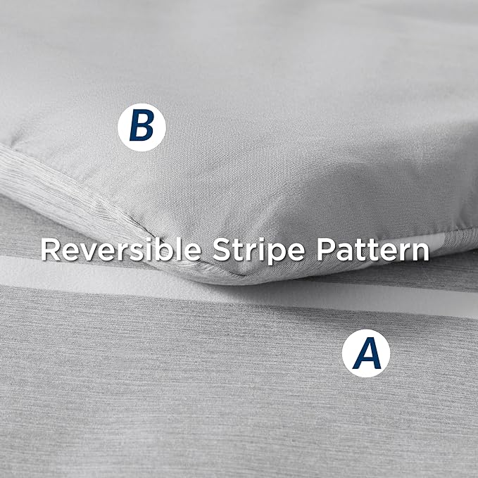 Bedsure Twin Comforter Set 5 Pieces, Gray White Striped Twin Bedding Sets All Season Bed Set, Twin Bed in a Bag with Comforter, Sheets, Pillowcase & Sham