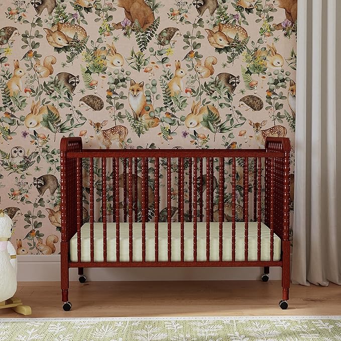 DaVinci Jenny Lind 3-in-1 Convertible Crib in Rich Cherry, Removable Wheels, Greenguard Gold Certified