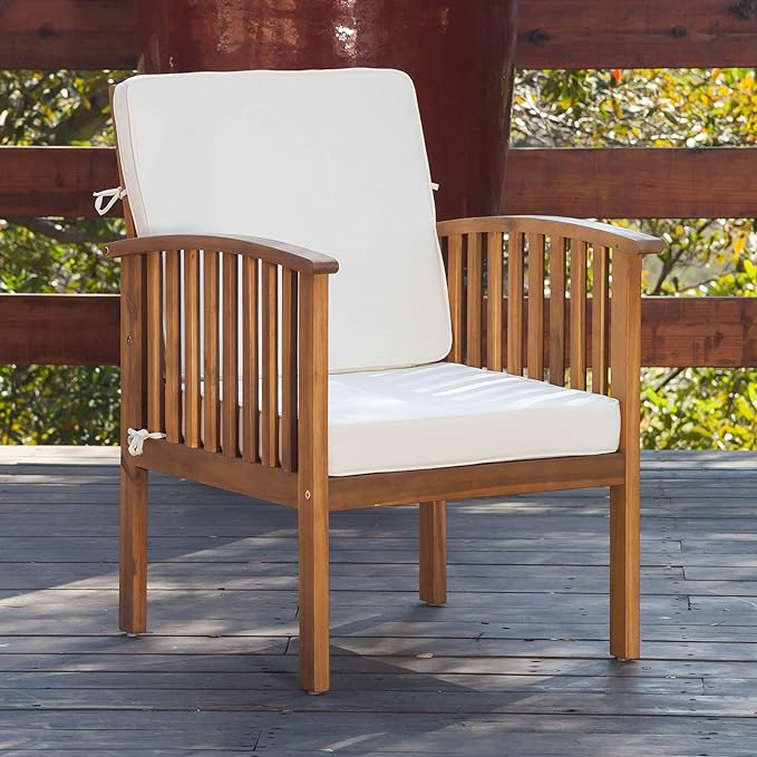 Christopher Knight Home Carolina Outdoor Acacia Sofa Set, 4-Pcs Set, Brown Patina + Cream Cushion