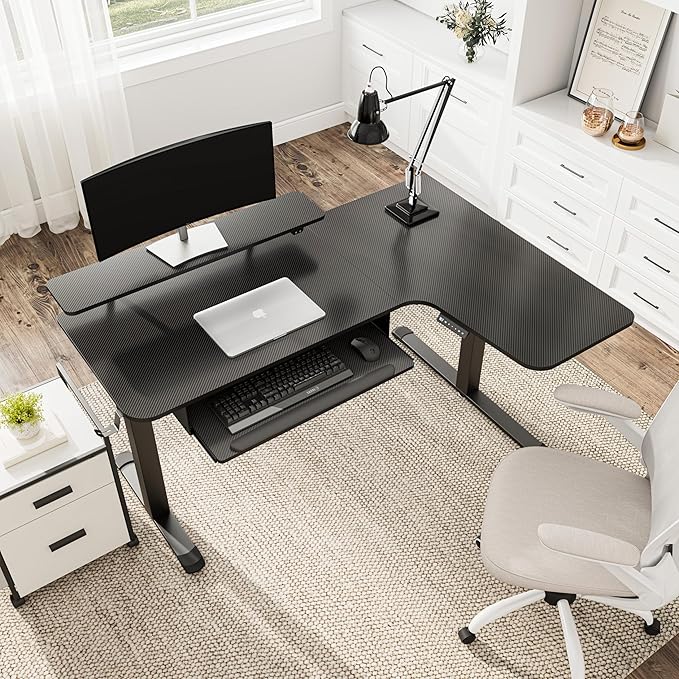 EUREKA ERGONOMIC Standing Desk (61"x43")- L Shaped Desk with Keyboard Tray Adjustable Height Sit Stand Computer Desk Corner Gaming Ergo Desk w Memory Presets, Monitor Stand, LED/USB/Dual Motor, Right
