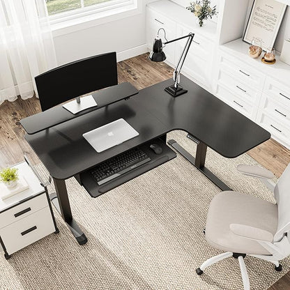 EUREKA ERGONOMIC Standing Desk (61"x43")- L Shaped Desk with Keyboard Tray Adjustable Height Sit Stand Computer Desk Corner Gaming Ergo Desk w Memory Presets, Monitor Stand, LED/USB/Dual Motor, Right