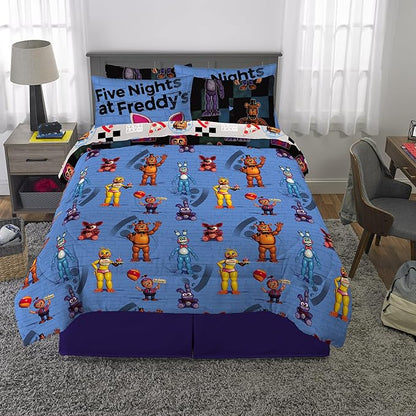 Franco Kids Bedding Super Soft Comforter and Sheet Set with Sham, 7 Piece Full Size, Five Nights At Freddy's