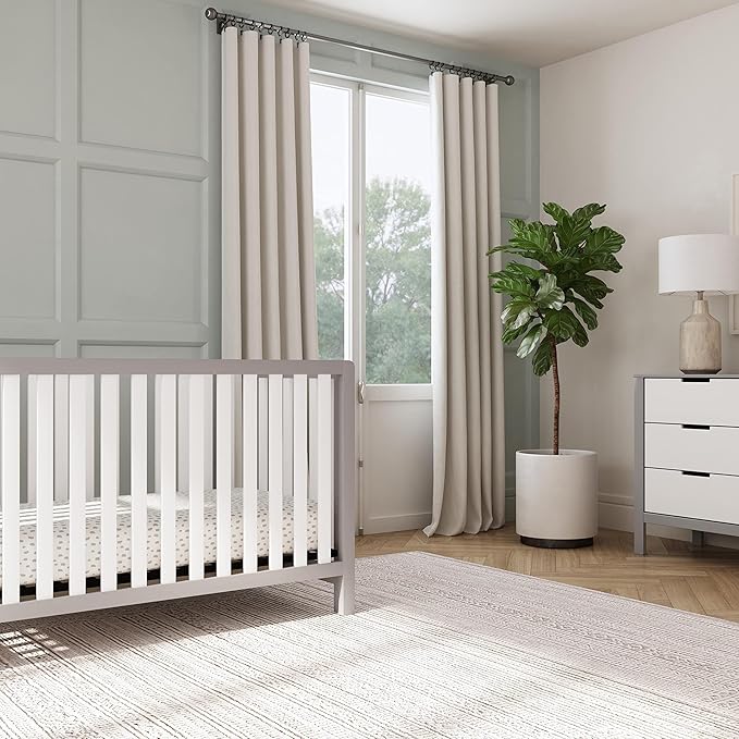 Carter's by DaVinci Colby 4-in-1 Low-Profile Convertible Crib in Grey and White, Greenguard Gold Certified