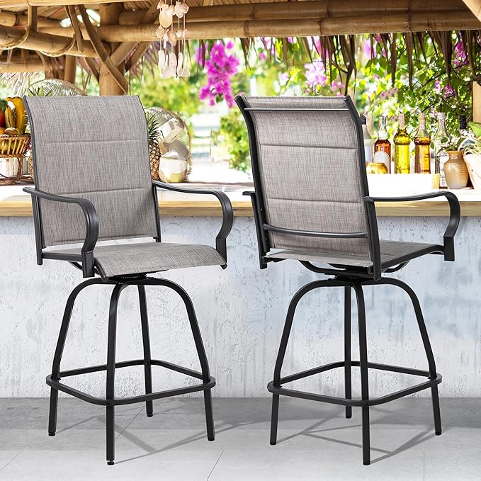 Shintenchi HGB-GR-C patio bar sets, Set of 2, Padded Gray