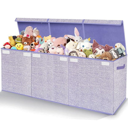 Toy Storage Box for Kids,Extra Large Toy Box Chest with Lids,Foldable Toy Organizers and Storage Bins with Handles for Nursery,Home,Office 35.8"x12.6"x16"(Purple)