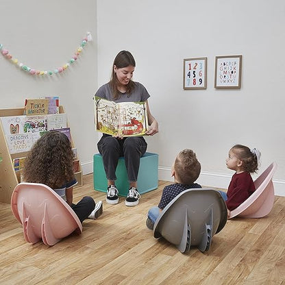 ECR4Kids Leaf Floor Seat, Rocker Chair, Pink/Grey, 6-Piece