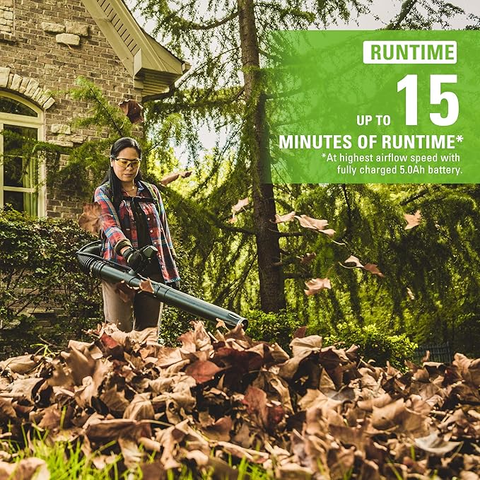 Greenworks 80V (180 MPH / 610 CFM / 75+ Compatible Tools) Cordless Brushless Backpack Blower, 5.0Ah Battery and Rapid Charger Included