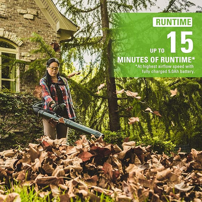 Greenworks 80V (180 MPH / 610 CFM / 75+ Compatible Tools) Cordless Brushless Backpack Blower, 5.0Ah Battery and Rapid Charger Included
