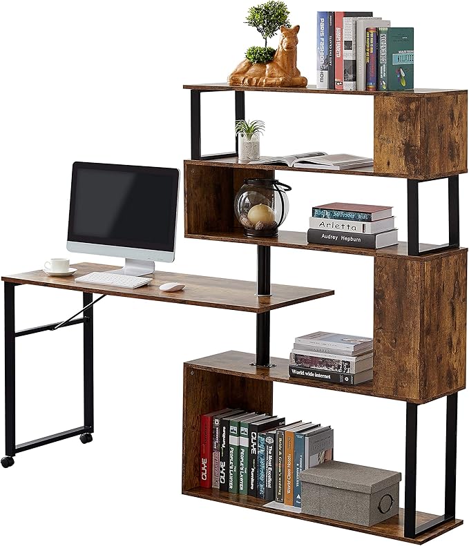 NicBex Laik-DW-00003-DX Desks, 47.2" W x 39.9" D x 60.2" H, Brown