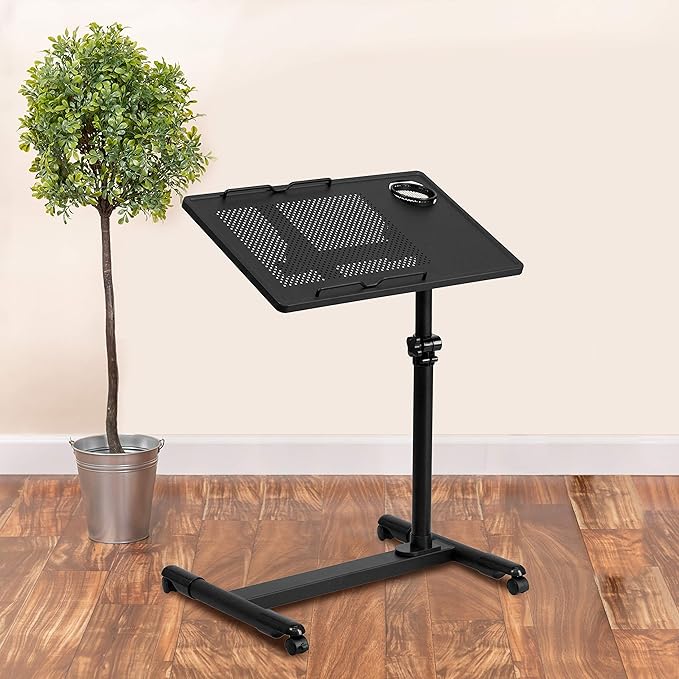 Flash Furniture Macon Black Adjustable Height Steel Mobile Computer Desk