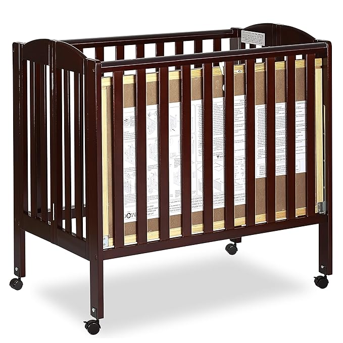 3 in 1 Portable Folding Stationary Side Crib in Espresso, Greenguard Gold Certified , 41x26x40 Inch (Pack of 1)