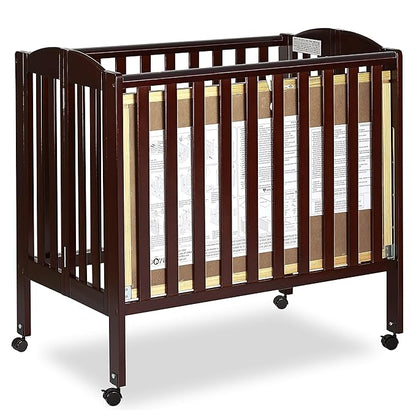 3 in 1 Portable Folding Stationary Side Crib in Espresso, Greenguard Gold Certified , 41x26x40 Inch (Pack of 1)