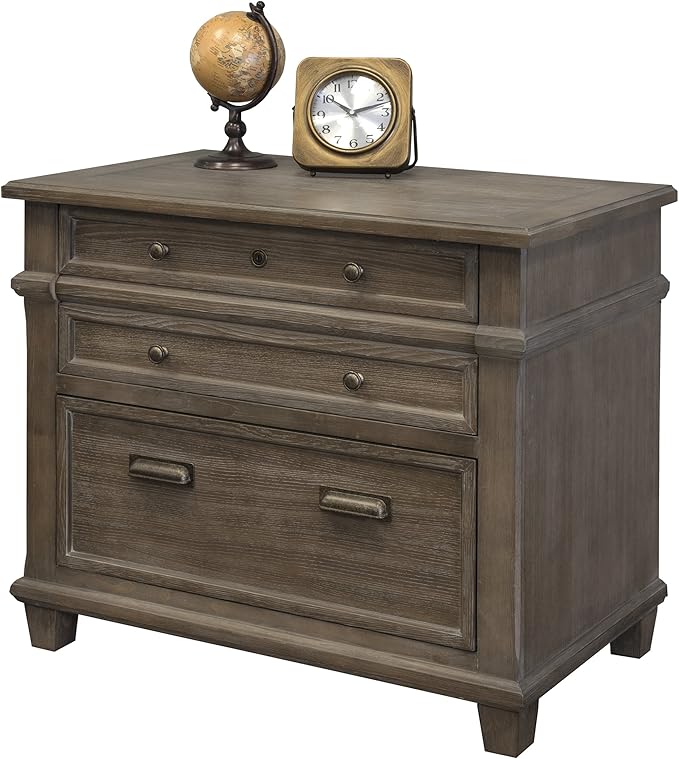 Martin Furniture Lateral File, Weathered Dove & Writing Desk, Weathered Dove