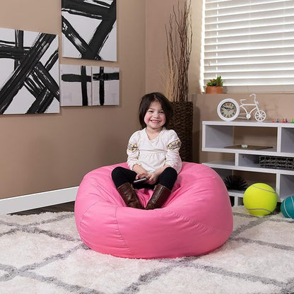 Flash Furniture Dillon Small Bean Bag Chair for Kids and Teens, Foam-Filled Beanbag Chair with Machine Washable Cover, Light Pink