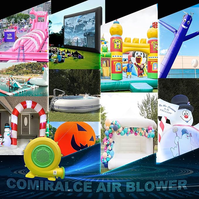 CoMiracle Air Blowers, 950 Watt 1.25 HP Inflatable Bounce House Air Blower, Outdoor Inflatable Castle and Jump Slides Blower