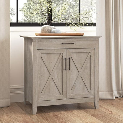 Bush Business Furniture Key West Secretary Desk with Keyboard Tray and Storage Cabinet, 30W x 20D, Washed Gray