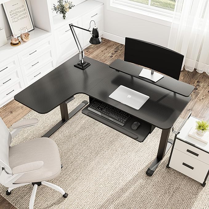 EUREKA ERGONOMIC Standing Desk (61"x43")- L Shaped Desk with Keyboard Tray Adjustable Height Sit Stand Computer Desk Corner Gaming Ergo Desk w Memory Presets, Monitor Stand, LED/USB/Dual Motor, Left